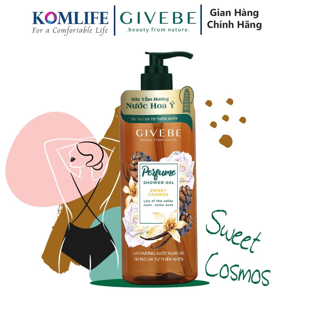 Sữa tắm GIVEBE Nâu - Sweet Cosmos 700 ml hương nước hoa Ý tái tạo làn da, mềm mại, sạch mụn chiết suất t