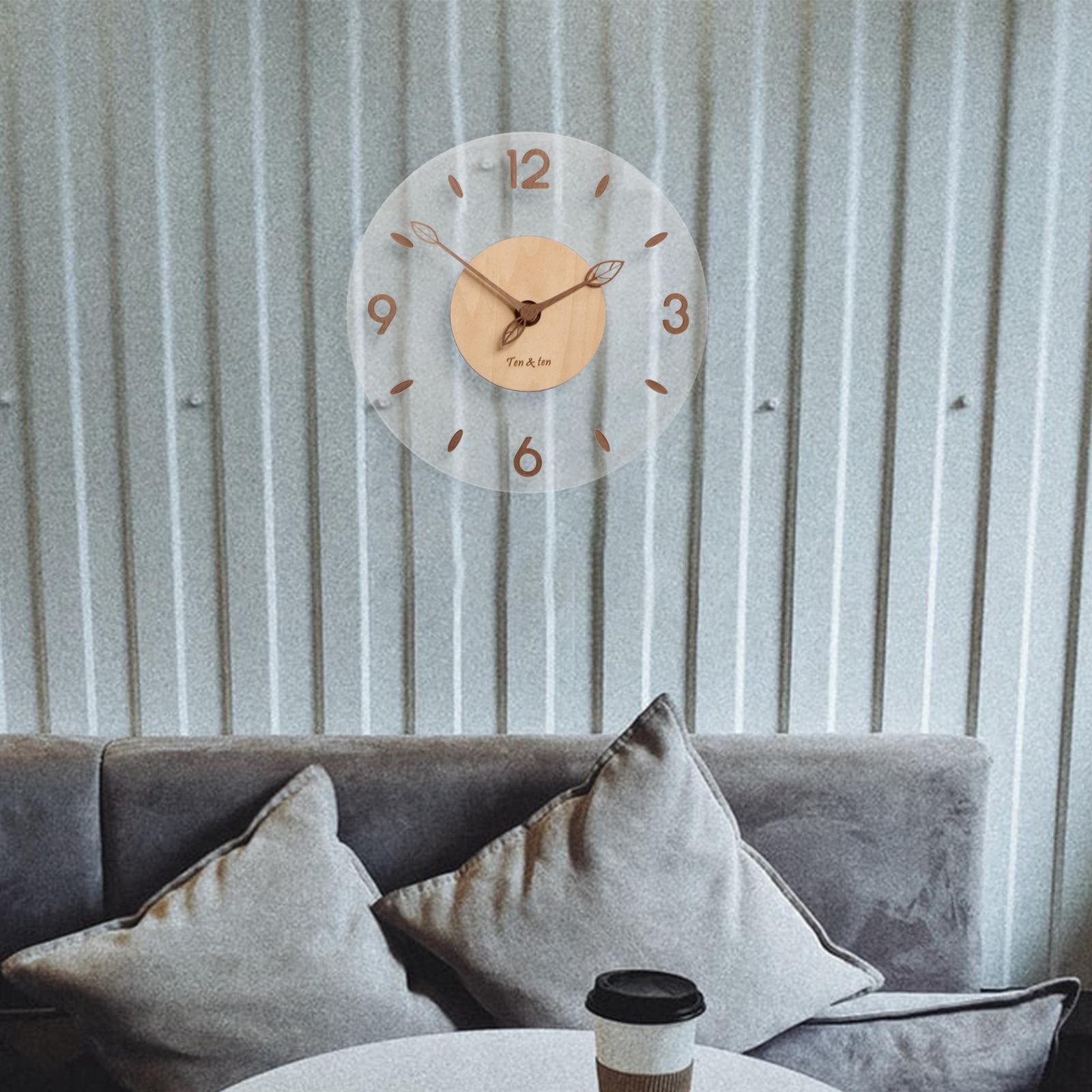 Wood Acrylic Wall Clock Silent Decorative Round Clocks for Shop Decoration