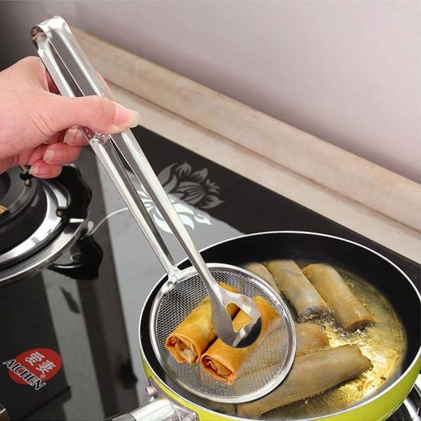 DỤNG CỤ GẤP ĐỒ CHIÊN CÓ LƯỚI RÁO DẦU BẰNG THÉP - HT