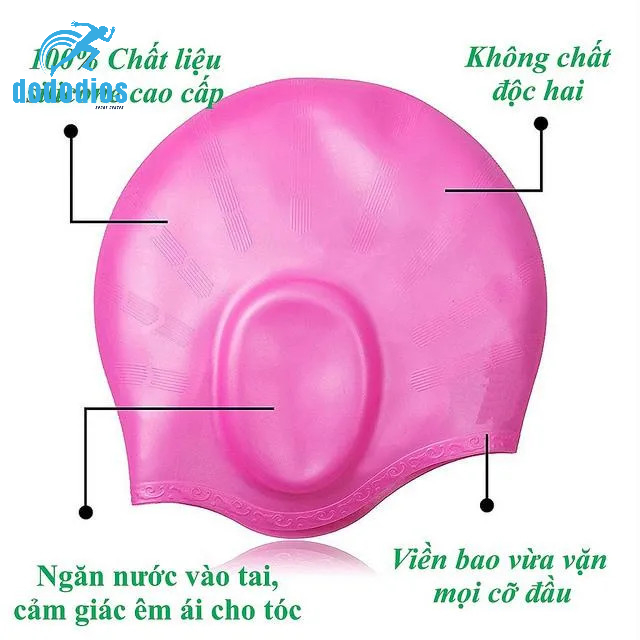 Nón bơi, Mũ bơi TRÙM TAI, chất liệu silicone đàn hồi, thiết kế thời trang cao cấp CA33 dododios Collection - Hàng Chính hãng dododios