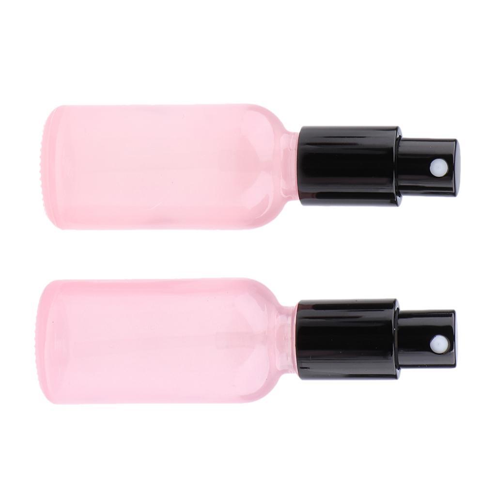 4pcs Pink Empty Glass Pump Spray Bottle Cosmetic Sprayer Container Dispenser