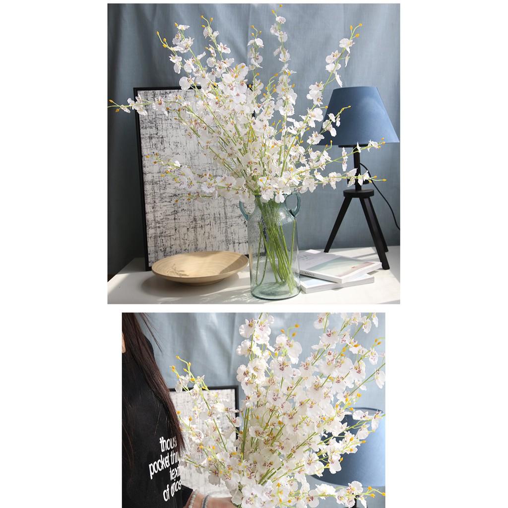 Cành lan vũ nữ lụa 5 nhánh màu sáng tươi sáng rực rỡ, trang trí nhà cửa, hoa decor thiết kế