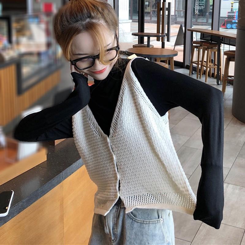 Áo Dệt Kim Sát Nách Thiết Kế Cổ Chữ V Quyến Rũ Cho Nữ