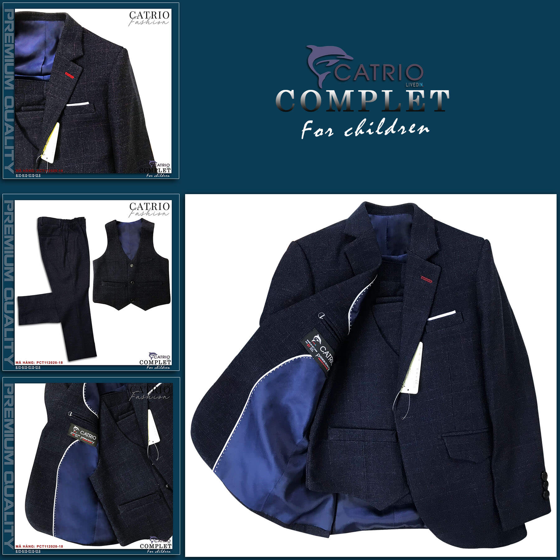 BỘ VEST BÉ TRAI CATRIO MÃ PCT112020/18 là bộ complet & veston trẻ em từ 2 tuổi  đến 12 tuổi  thuộc bộ sưu tập quần áo trẻ em trang trọng cho mùa lễ hội tết tiệc cưới sự kiện sinh nhật, được làm bằng vải dạ cao cấp nhất, đẹp đến từng chi tiết