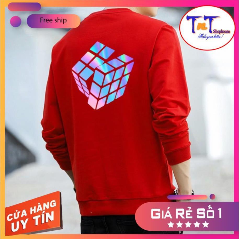 AS09 Áo Sweater Rubik Phản Quang Áo Nỉ Dài Tay Unisex Nam Nữ Freesize Dưới 75 Kg
