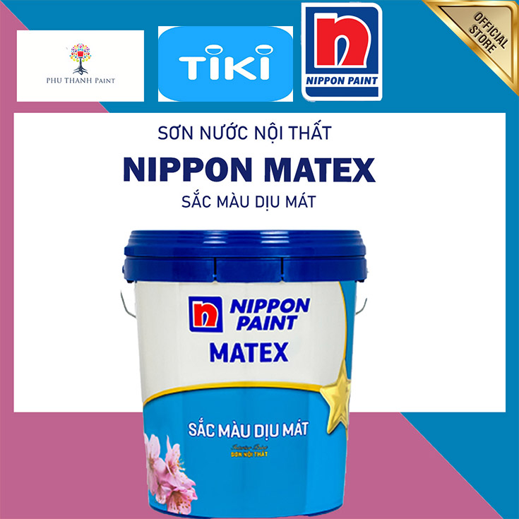 Sơn nước nội thất - Trung cấp - Nippon Matex - Sắc màu dịu mát - Bề mặt mờ - 17L