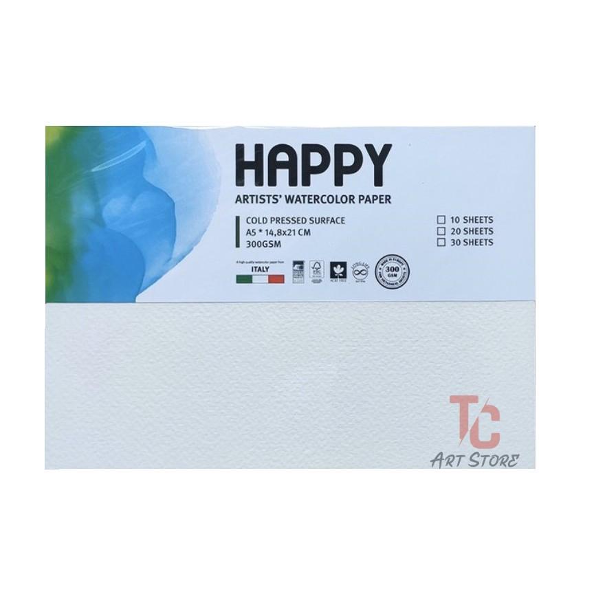 Giấy Vẽ Màu Nước HAPPY 300gsm Hạng Họa Sĩ (Vân Cold)