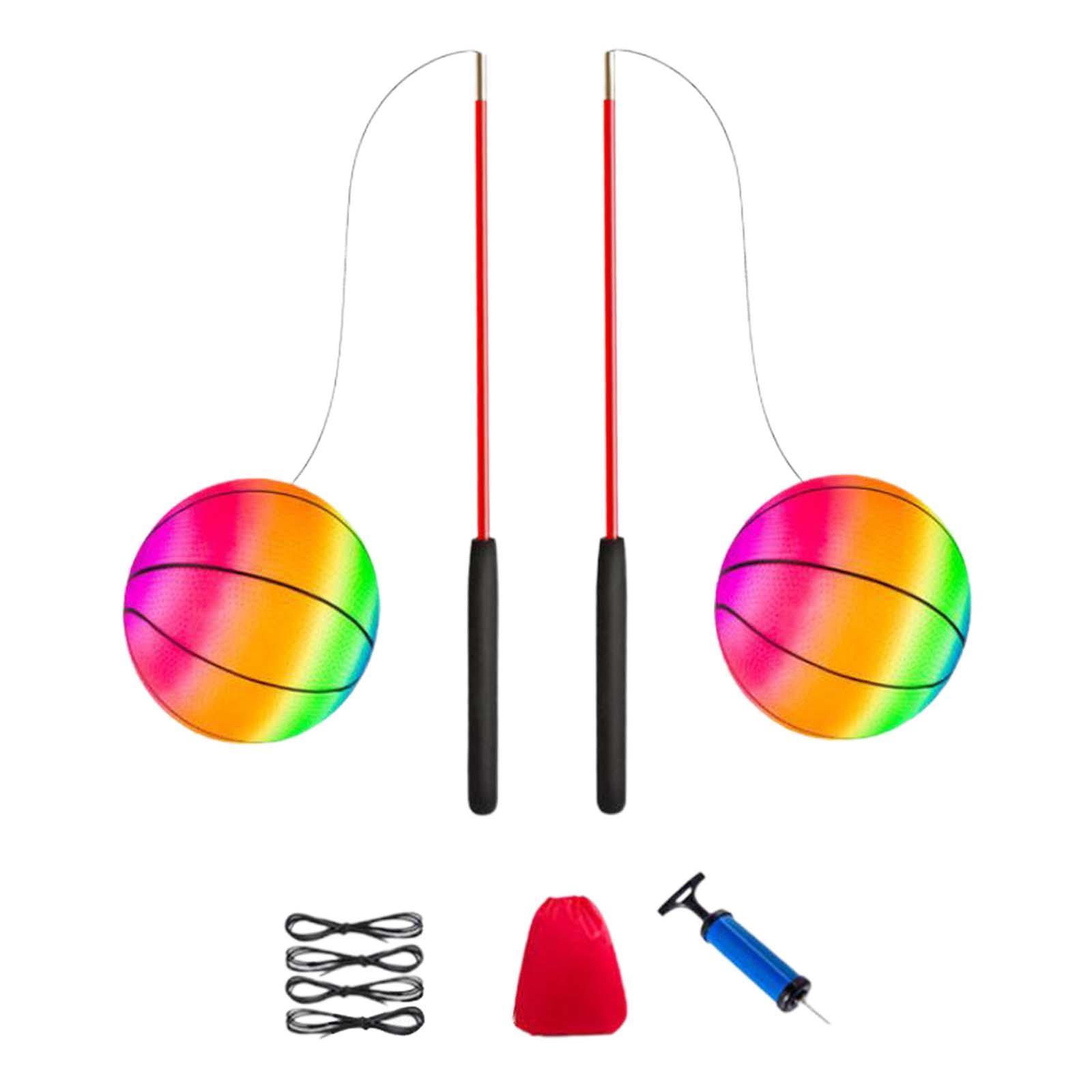 Fitness Ball Exercise Ball Gym Tennis Training with Rod Sports Hand Throwing Ball Arm Swing Balls for Children Adults Middle Aged and Elderly