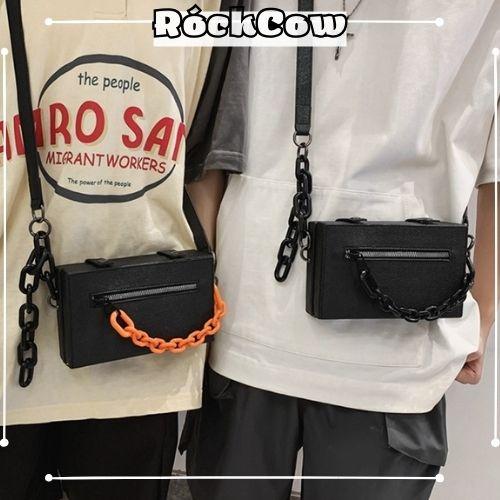 Túi Hộp Đeo Chéo Unisex Nam Nữ Túi Xách Đeo Vai Thời Trang Phối Dây Xích TS1 - RockCow