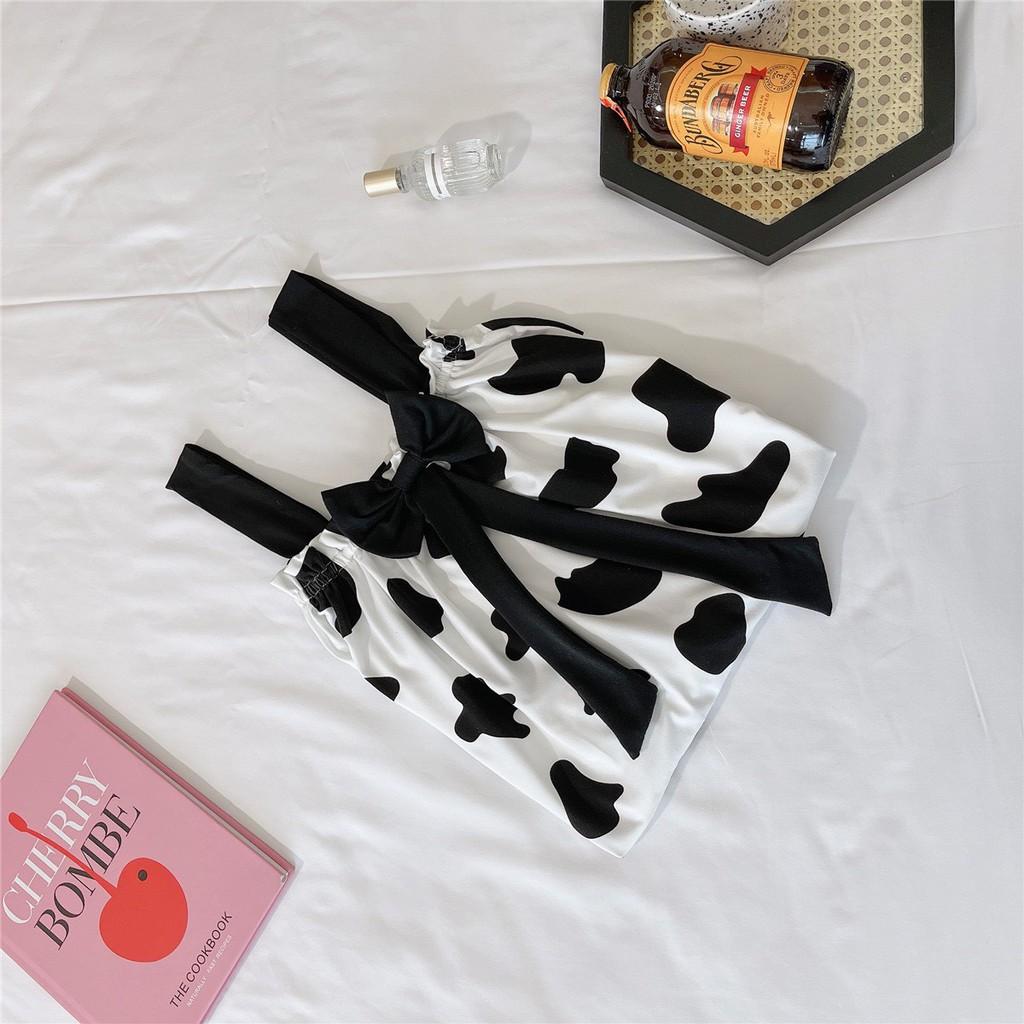 Váy ngủ - đầm ngủ 2 dây kiểu dáng bò sữa chất cotton mềm mịn bầu bí bon chen V291
