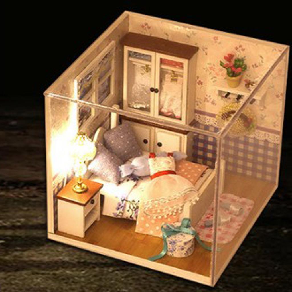 DIY Miniature Dollhouse Kit with Furniture & LED Light, 1:24 Scale Model 3D House Kit, Best Birthday/Christmas Gift for Kids Adults