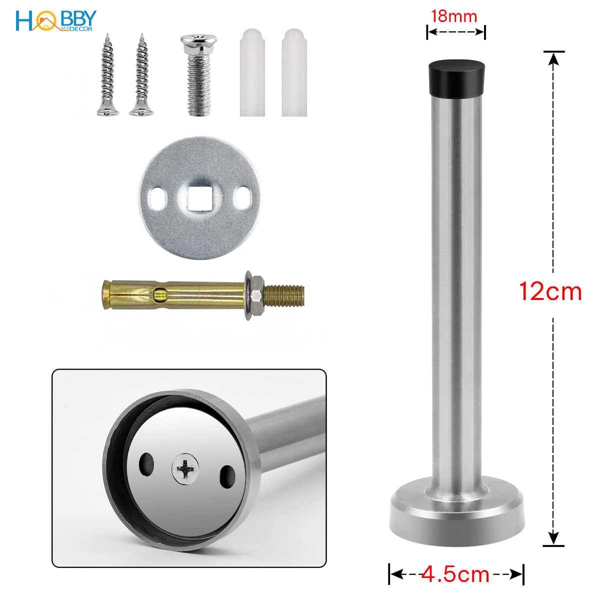 Chốt chặn cửa chống va đạp tường inox 304 Hobby home decor CC15