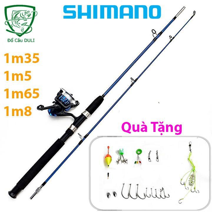 Bộ cần câu máy Shimano 2 khúc đặc 1m35 1m5 1m65 1m8 - Tặng Bộ Phụ Kiện Câu BCC-2