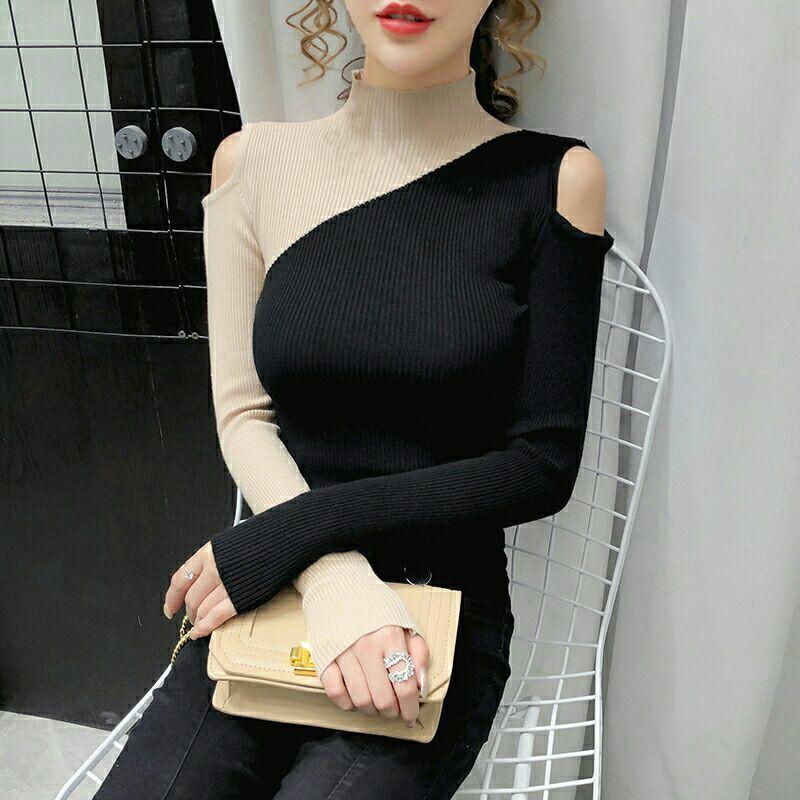 ÁO LEN TAY DÀI CỔ LỌ PHỐI MÀU SANG CHẢNH