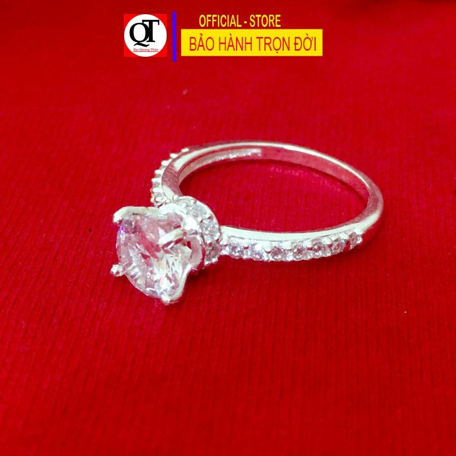 Nhẫn nữ Bạc Quang Thản ổ cao gắn đá kim cương chất liệu bạc thật không xi mạ, có thể chỉnh size theo yêu cầu - QTNU39