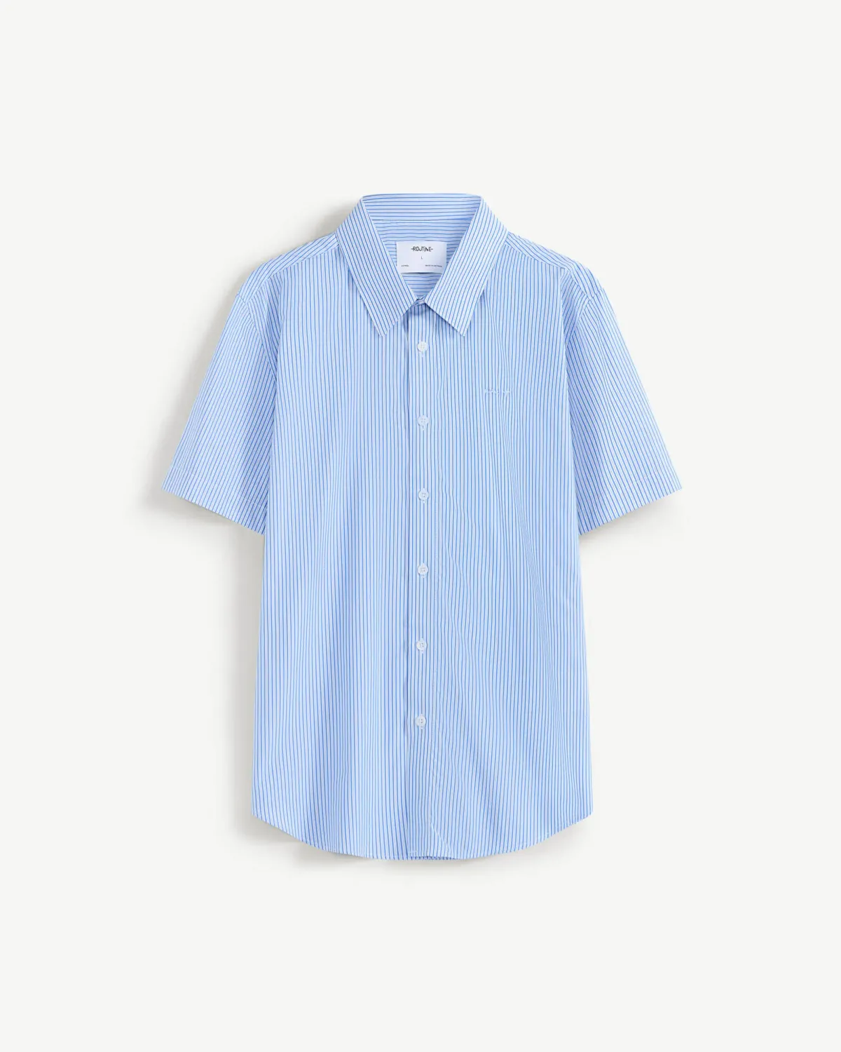 Áo sơ mi nam tay ngắn kẻ sọc có thêu chữ ngực áo . form Fitted - ROUTINE 10F24SHS035 | ROUTINE CÀ MAU
