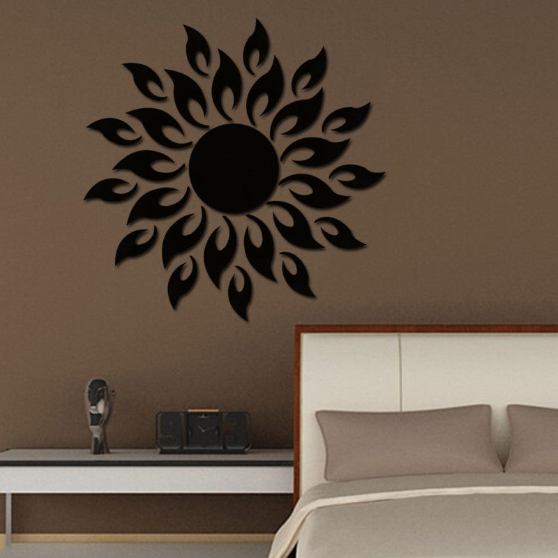 Decal dán tường trang trí gương mặt trời nghệ thuật sang trọng dán kính, tường, gỗ