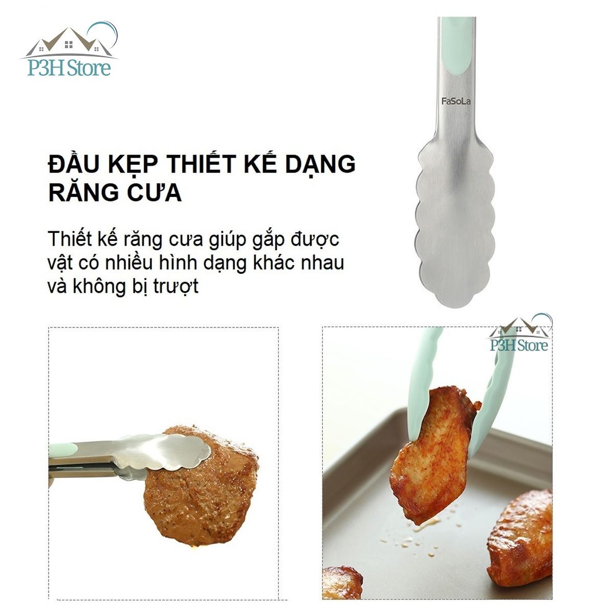 Kẹp gắp thức ăn 9 inches tay cầm Silicone PS-216