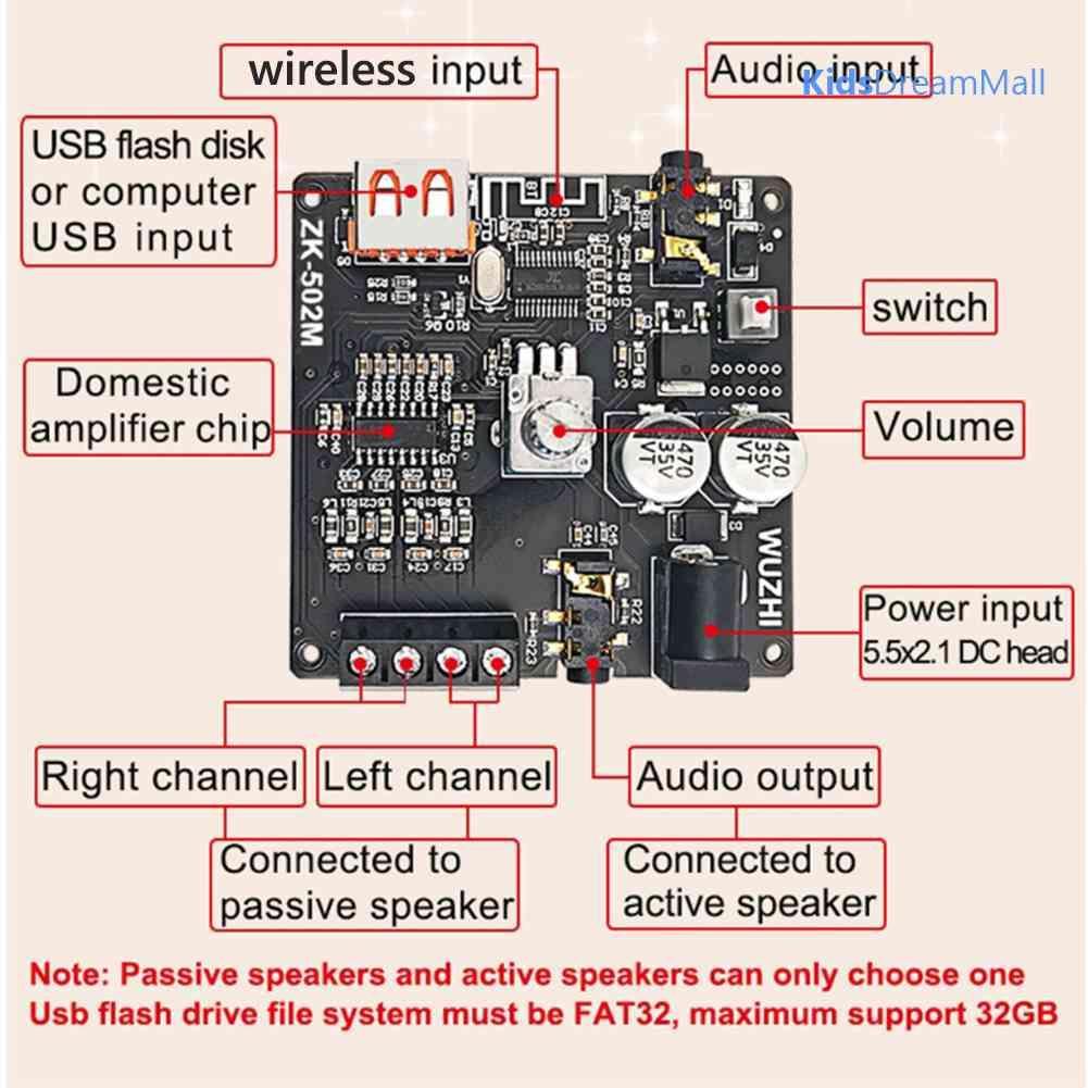 Mới Mạch Khuếch Đại Âm Thanh ZK-502M Mini Bluetooth 5.0 50WX2
