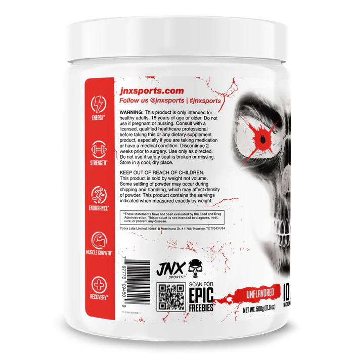 Bột JNX Sports The Curse Creatine Micronized (300g, 500g) | Hỗ Trợ Sức Bền và Sức Mạnh Cơ Bắp | Nhập Khẩu Mỹ