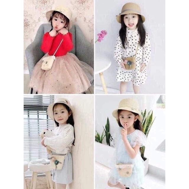 Mũ cói hoa cho bé 2-7 tuổi phong cách Hàn Quốc