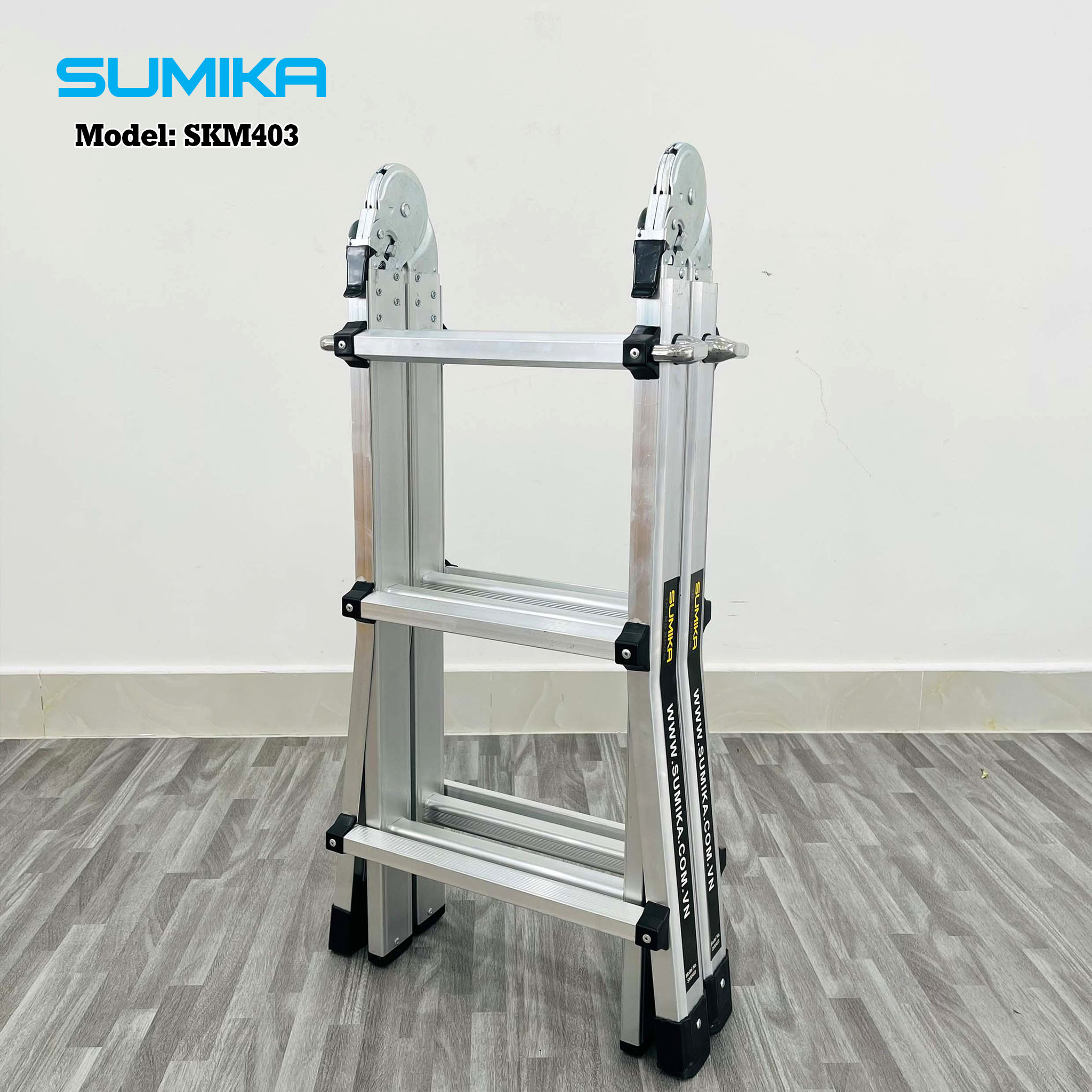 Hình ảnh Thang nhôm chữ A rút lồng SUMIKA SKM403 - Chữ A cao nhất 1.4m, chữ I cao nhất 3.0m