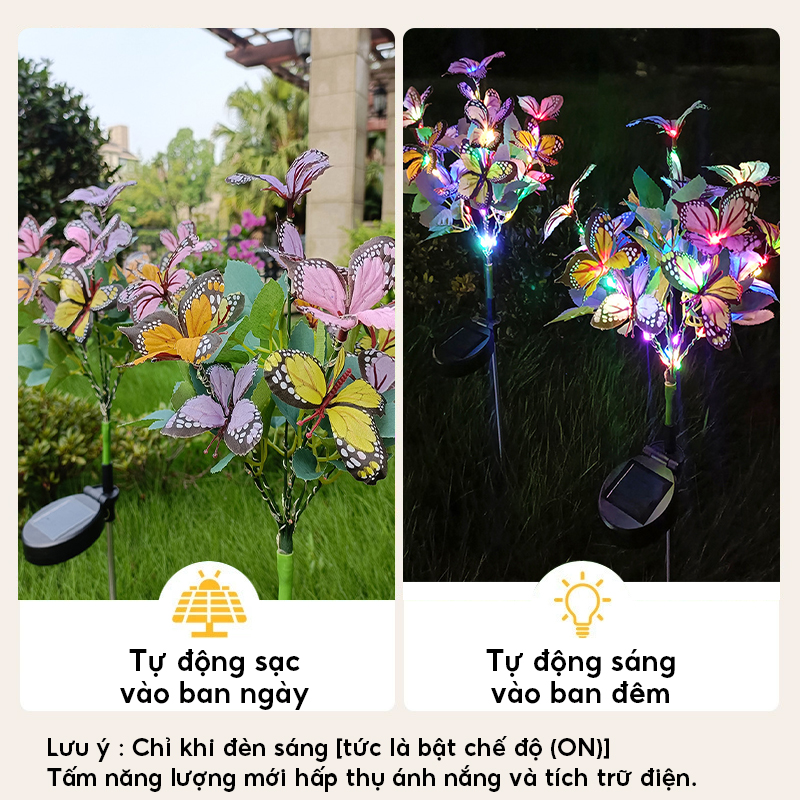 Đèn Trang Trí Năng Lượng Mặt Trời Hình Bướm, Nhiều Màu Sắc, 17 Đèn Hình Bướm - DA3044