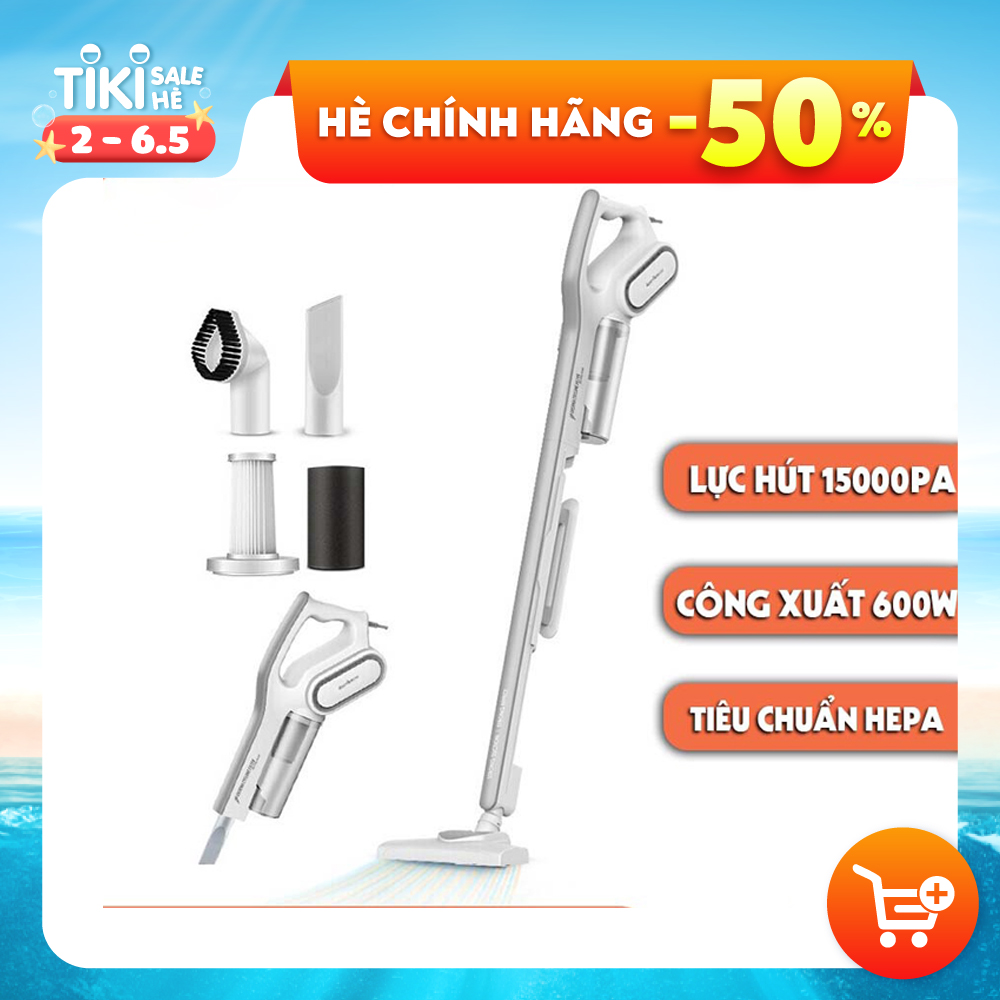 Máy Hút Bụi Gia Đình Cầm Tay Deerma 3 Đầu Hút Mạnh. Công Suất 600W - Hàng Nhập Khẩu