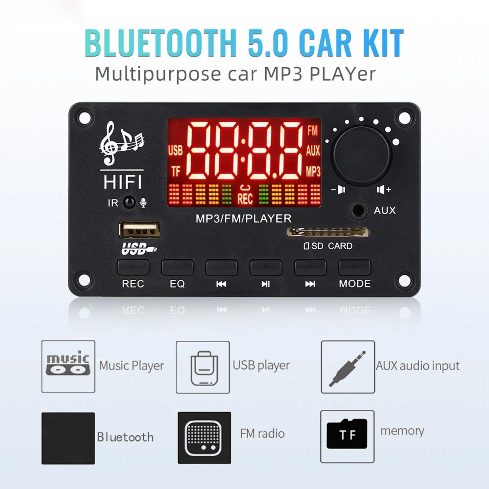 BT 5.0 MP3 Player Decoding Board 2x40W Durable for DIY Speaker Car Remote A