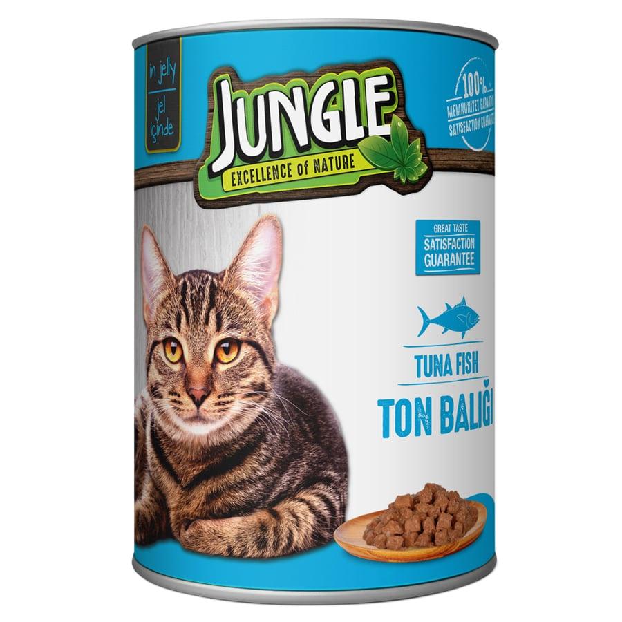 Pate Vị Cá Ngừ Cho Mèo Trưởng Thành Jungle Adult Cat Tuna Fish In Jelly Lon 415g - Xuất Xứ Ý