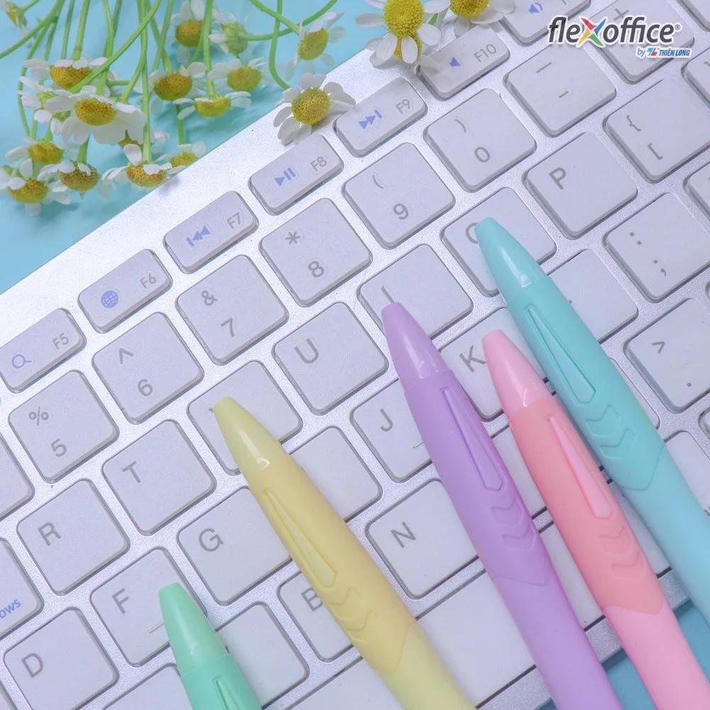 Hộp 5 bút gel bi màu Pastel Thiên Long Flexoffice Pazto FO-GELB039/VN nét 0.6mm - Mực xanh