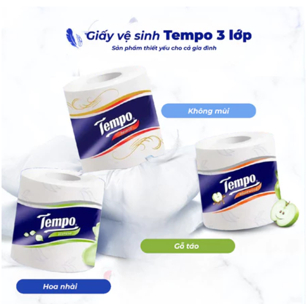 [MUA 1 LỐC TẶNG 1 CUỘN GVS 4 LỚP PRESTIGE] Giấy vệ sinh cao cấp Tempo Toipa - 3 lớp bền dai, an toàn cho da - Thương hiệu Đức (Lốc 10 Cuộn)