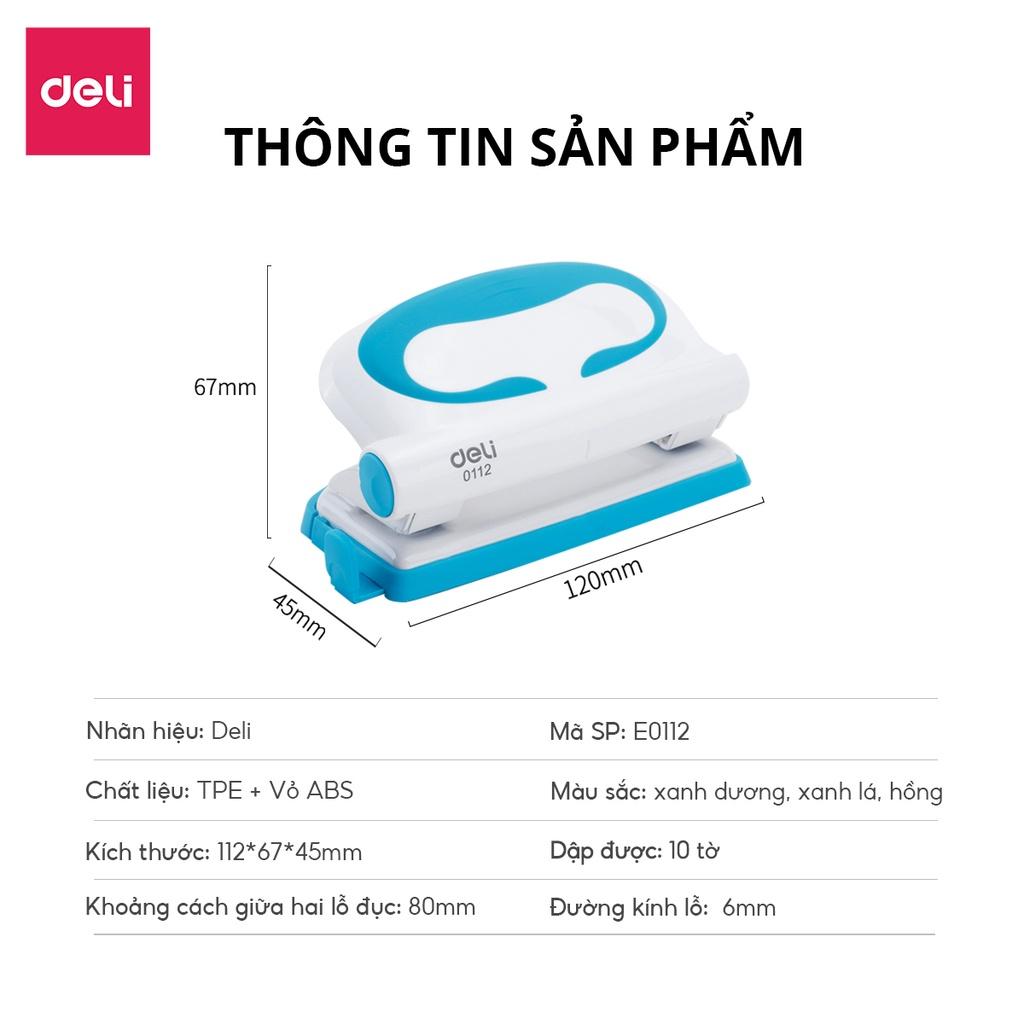 Máy Đục Lỗ Bấm Lỗ Giấy Vỏ Kim Loại 10 Tờ Deli - Phù Hợp Học Sinh Văn Phòng - E0112