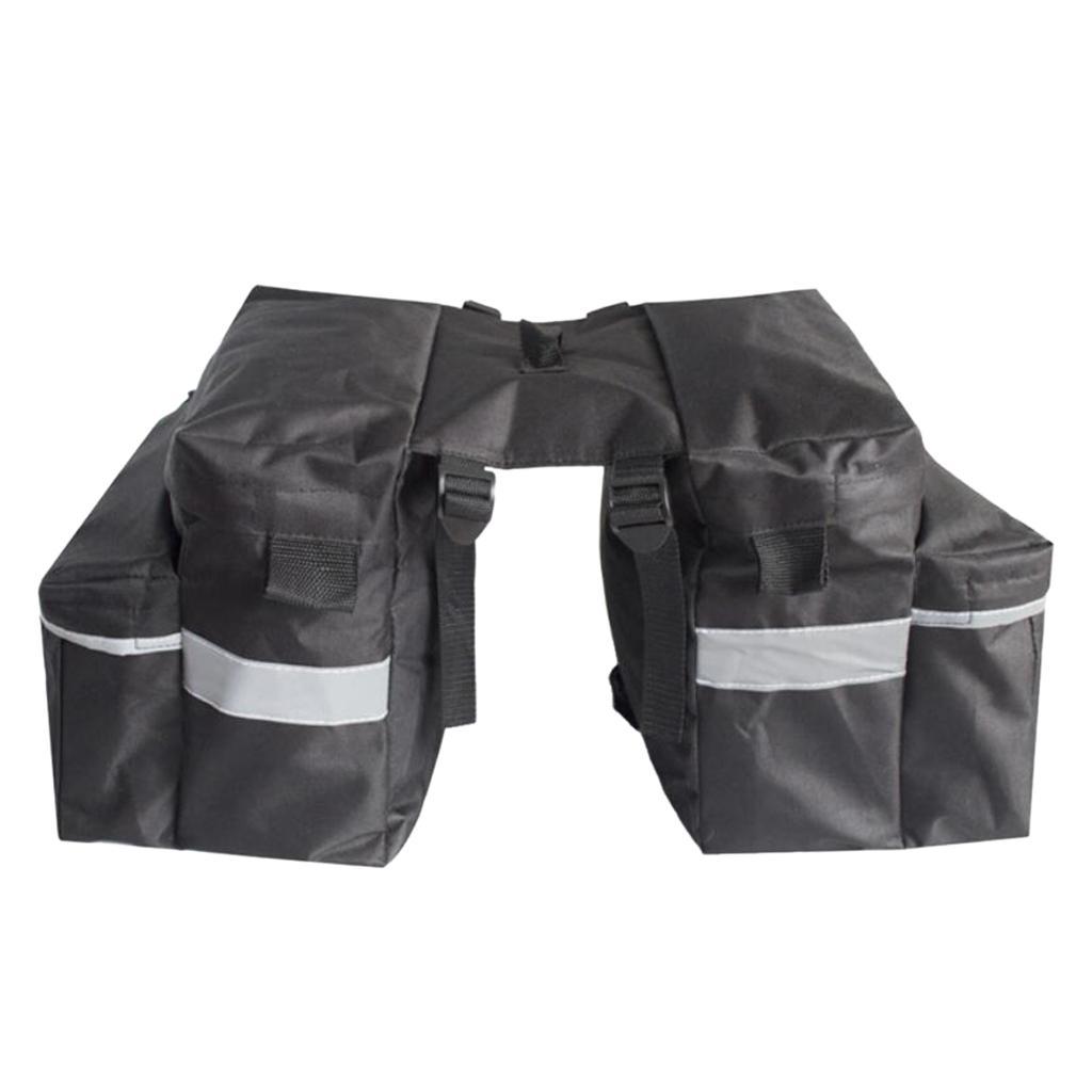 Cycling Double Panniers Bike Rear Seat Saddle Carrier Bag Black