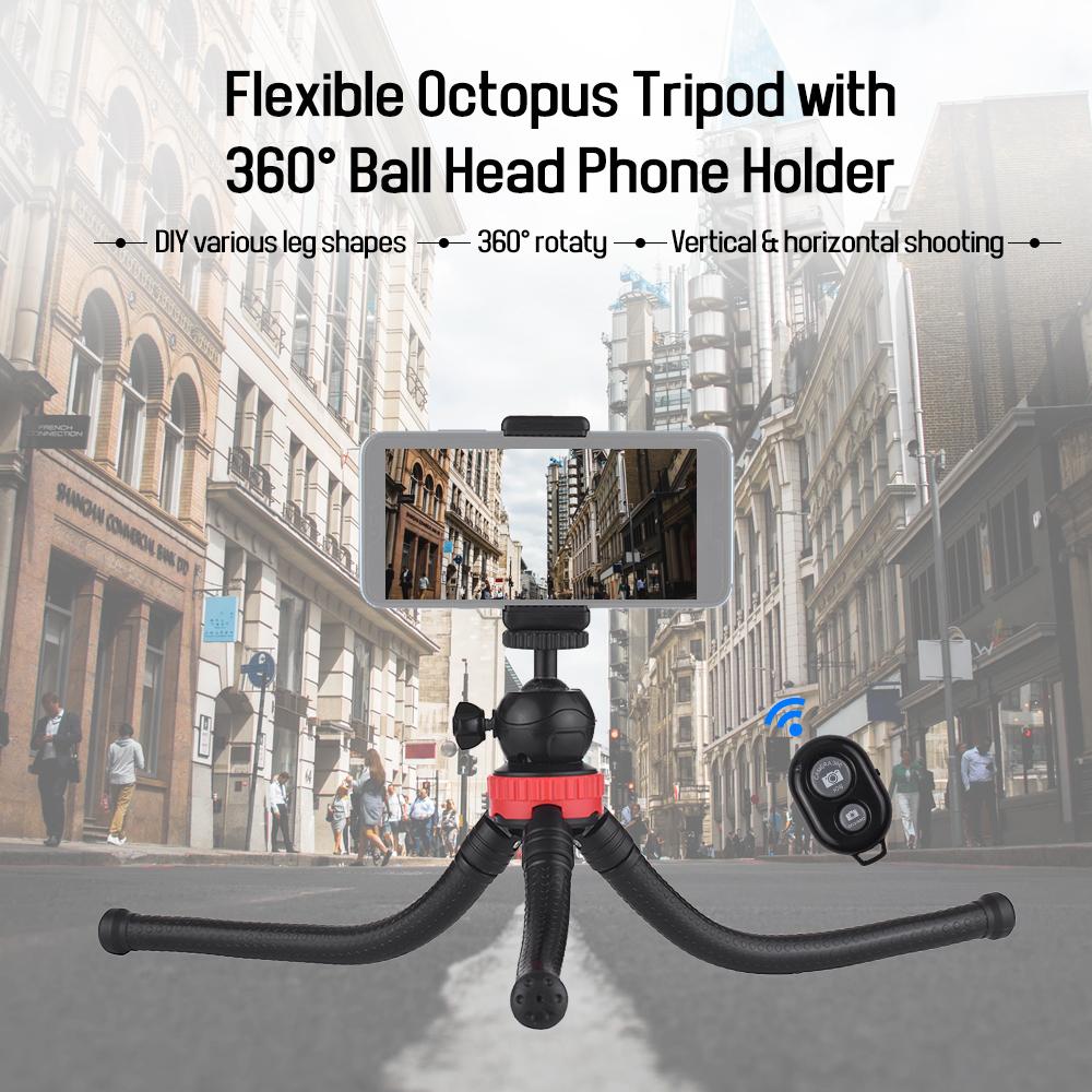 Hình ảnh Chân máy bạch tuộc linh hoạt với giá đỡ điện thoại đầu bóng 360 ° Bộ điều khiển từ xa cho GoPro Heor 6/5/4/3 + / 3 Yi Action
