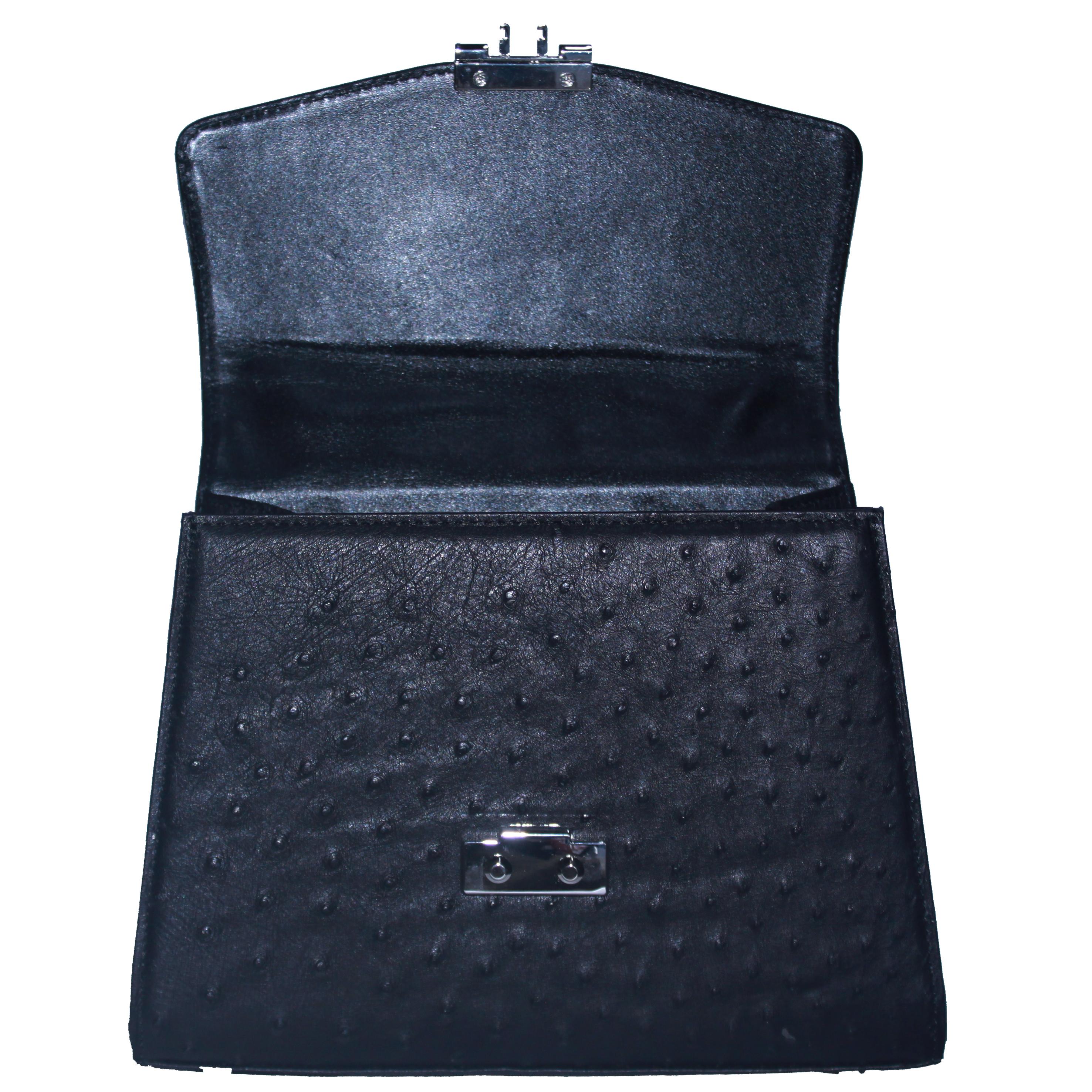 HJ6457-58-59-60 - Túi hộp đeo chéo nữ da đà điểu màu đen, nâu đất, vàng bò, nâu đỏ