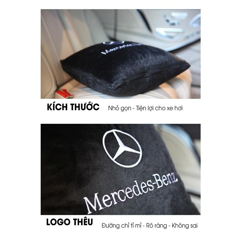 Chăn ô tô kiêm gối gấp gọn logo Mercedes | Sản phẩm chăn và gối 2 in 1