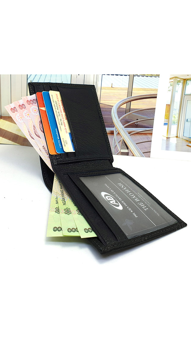 Ví nam da bò 100% full hộp