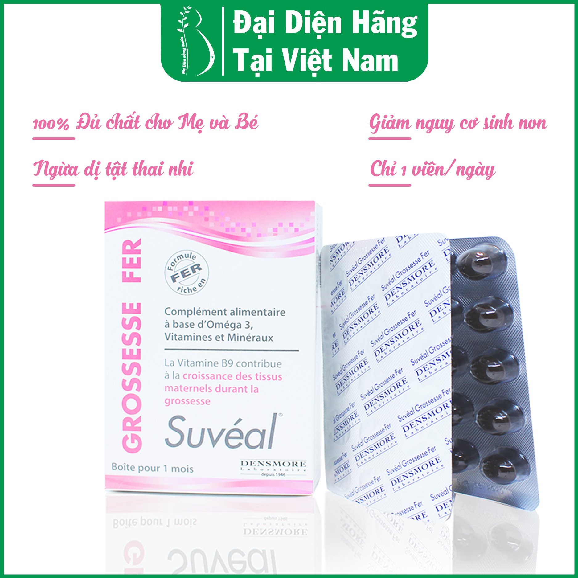  Suvéal Grossesse - Fer: Vitamin Tổng Hợp Cho Bà Bầu Cao Cấp Từ Pháp, Bổ Sung Đầy Đủ Vitamin Khoáng Chất, Ngăn Ngừa Dị Tật Thai Nhi, Tiền Sản Giật Và Tiểu Đường Thai Kỳ, Không Gây Táo Bón