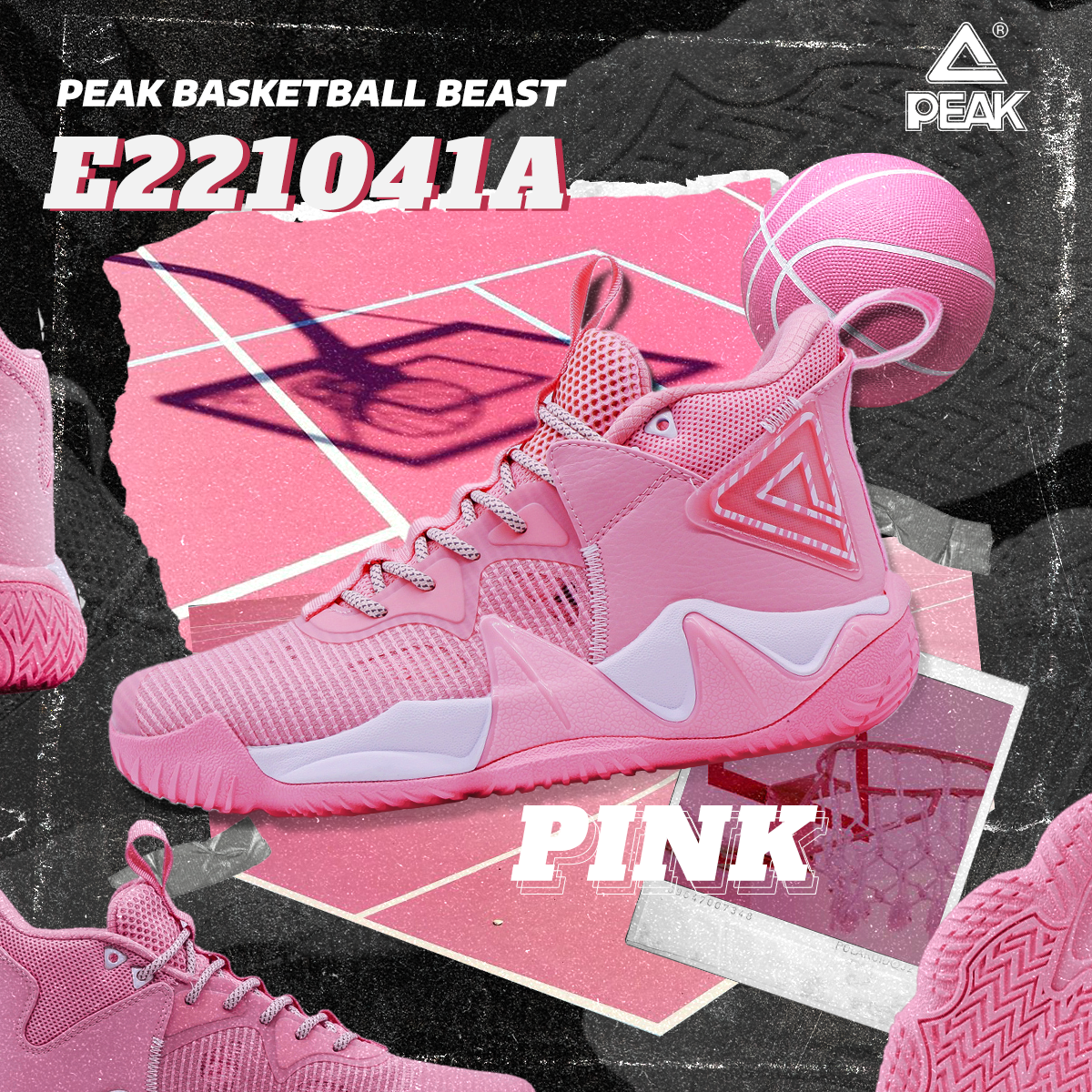 Giày Bóng Rổ Nam Cổ Cao Peak Basketball Outdoor Monster 7.2 E221041A - Màu Hồng