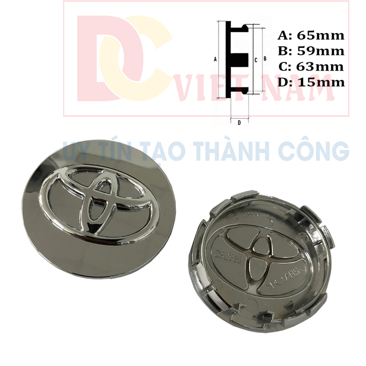 Logo chụp mâm, ốp lazang bánh xe ô tô Toyota TY-009, đường kính 65mm