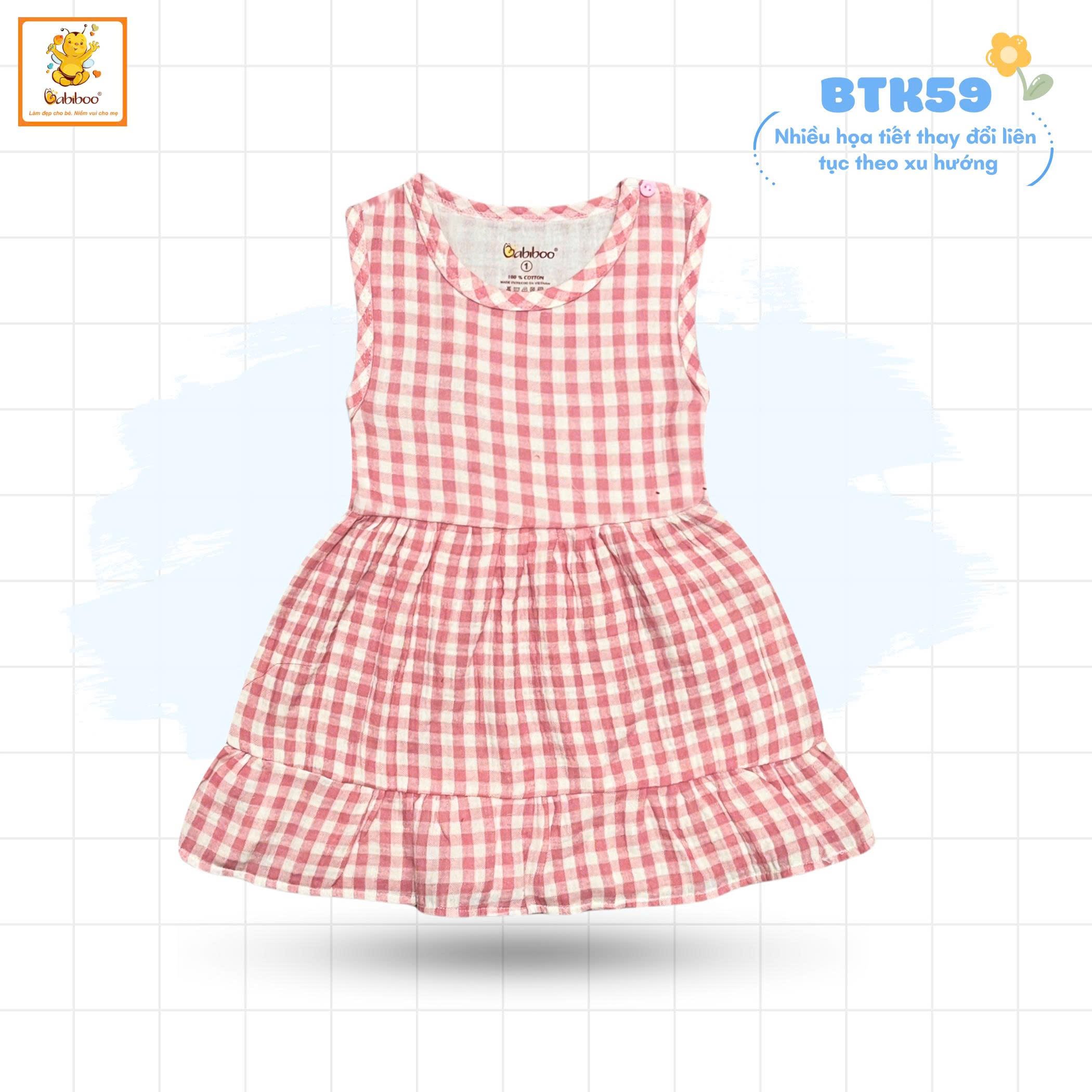 Váy bé gái Babiboo váy sát nách đuôi cá muslin mềm mát, thông thoáng BTK59