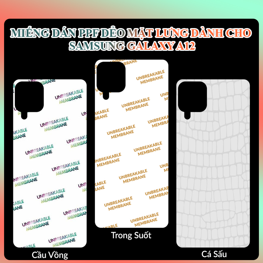 Miếng Dán Dẻo PPF Mặt Lưng Cho Samsung Galaxy A12- Hàng Chính Hãng