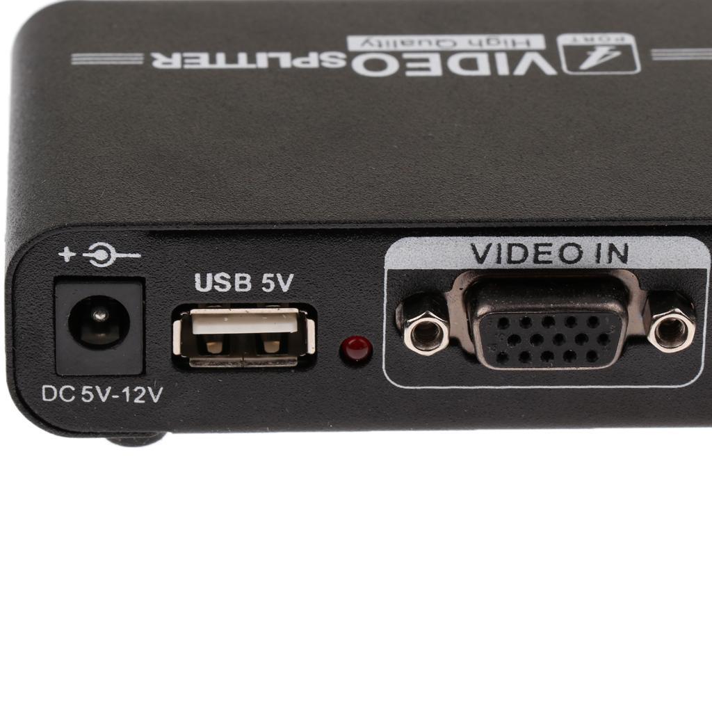 4 Port VGA Video HD Signal Amplifier Splitter Sharing Box for PC 550MHz