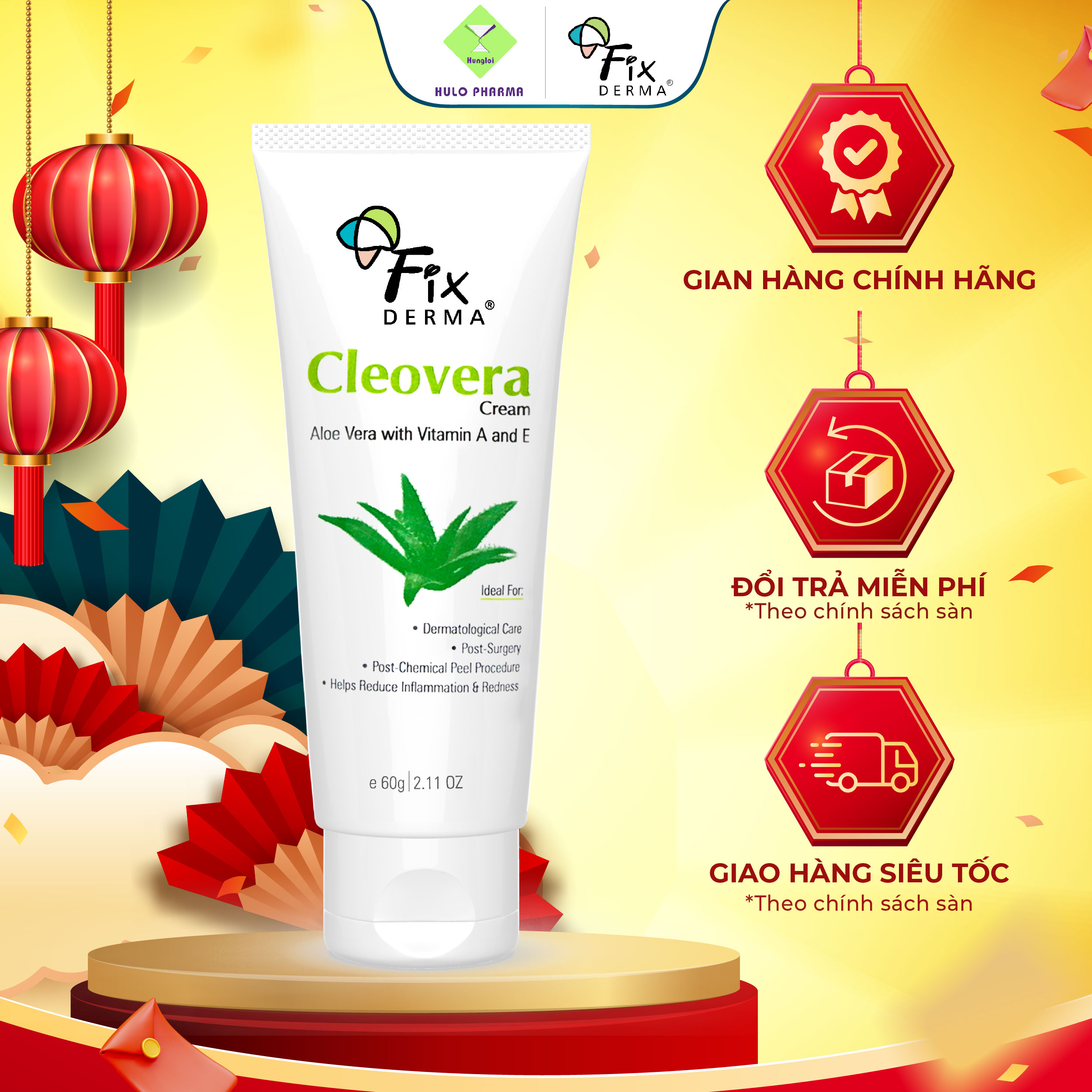 [Hàng Tặng] Kem Dưỡng Ẩm FIXDERMA Cleovera Cream Chiết Xuất Nha Đam, Giúp Cấp Ẩm, Phục Hồi, Làm Trắng Da 60g [Hùng Lợi]