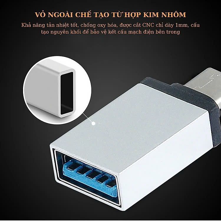 Đầu Chuyển Đổi USB Type C Sang USB 3.0 Hàng Chính Hãng, Hub Type C, Hub chuyển đổi USB Type-C Sang USB 3.0 - Hàng Nhập Khẩu