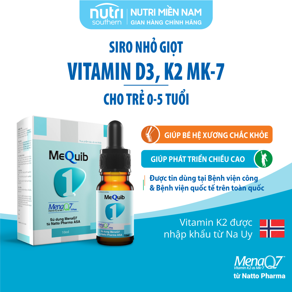 Vitamin D3 K2 MK7 MenaQ7 MEQUIB 1 - Giúp tăng cường hấp thu canxi và phát triển chiều cao