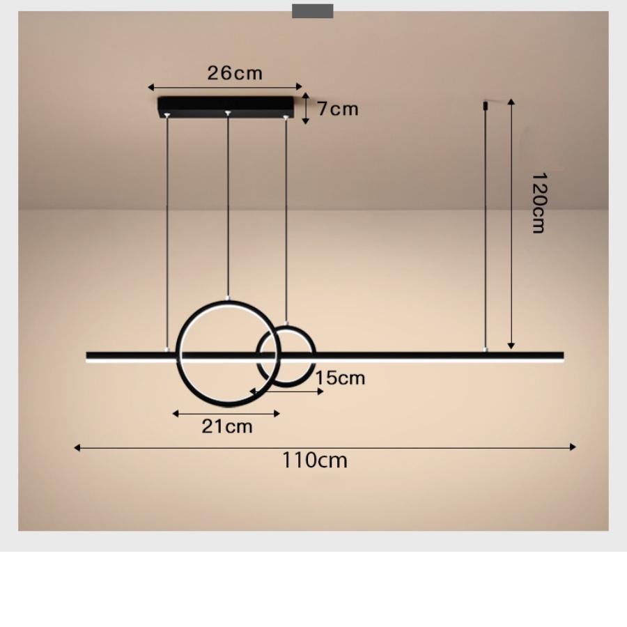 Đèn thả, đèn chùm led thả trần trang trí phòng khách, bàn ăn hiện đại 3 chế độ sáng kèm khiển