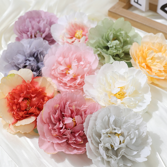Bông hoa mẫu đơn 10cm phụ kiện trang trí tết làm vòng hoa handmade