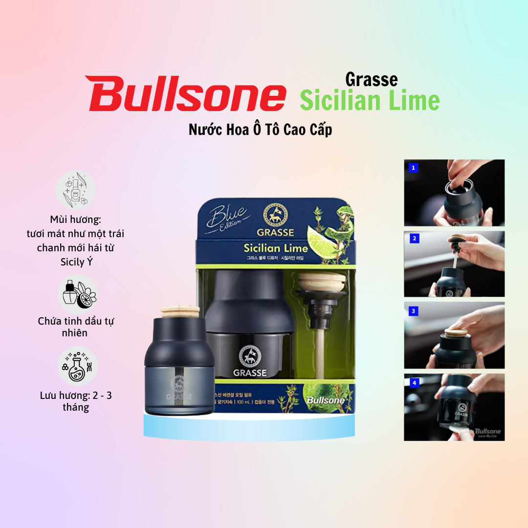 Nước Hoa Ô Tô Cao Cấp Bullsone Grasse Blue Blackberry/Aqua/Apple Mango/Sicilian Lime - Hàng Chính Hãng